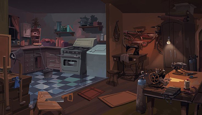 歐美Q版室內場景 原畫插畫的創意世界